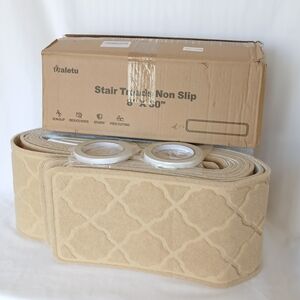 Beige Stair Treads Non-Slip Carpet  Indoor 15 Pack 30 x 18 Inch